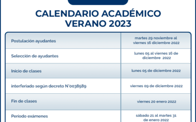 Calendario académico verano 2023